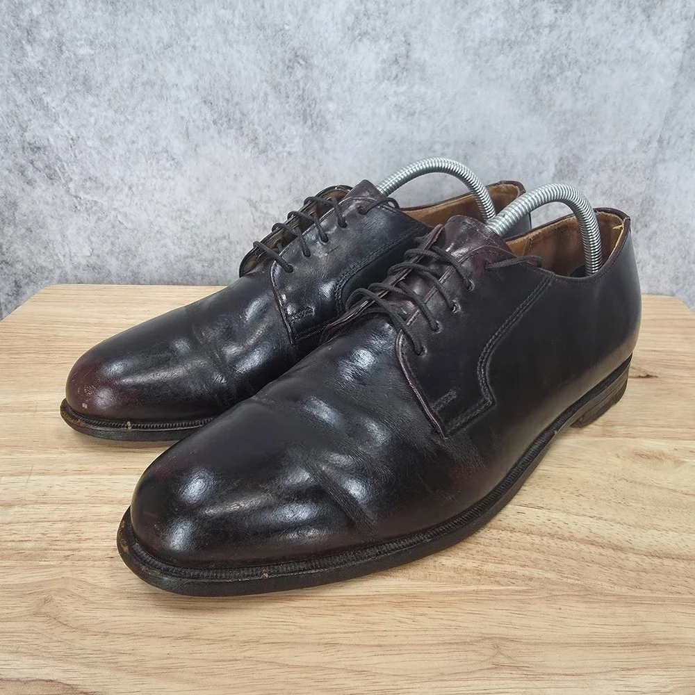 Cole Haan Derby Shoes Men 9 Blucher Shoes Burgundy Oxford Leather Vintage USA